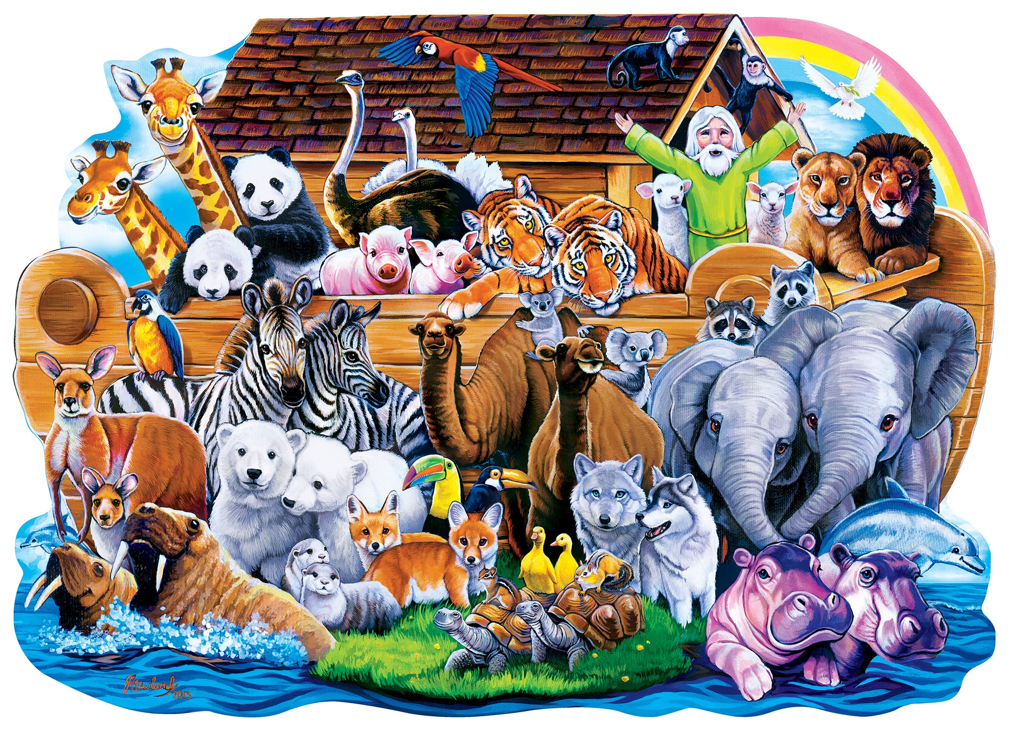 MasterPieces 100 Piece Shaped Jigsaw Puzzle for Kids - Noah's Ark - 14"x19" - Image 2