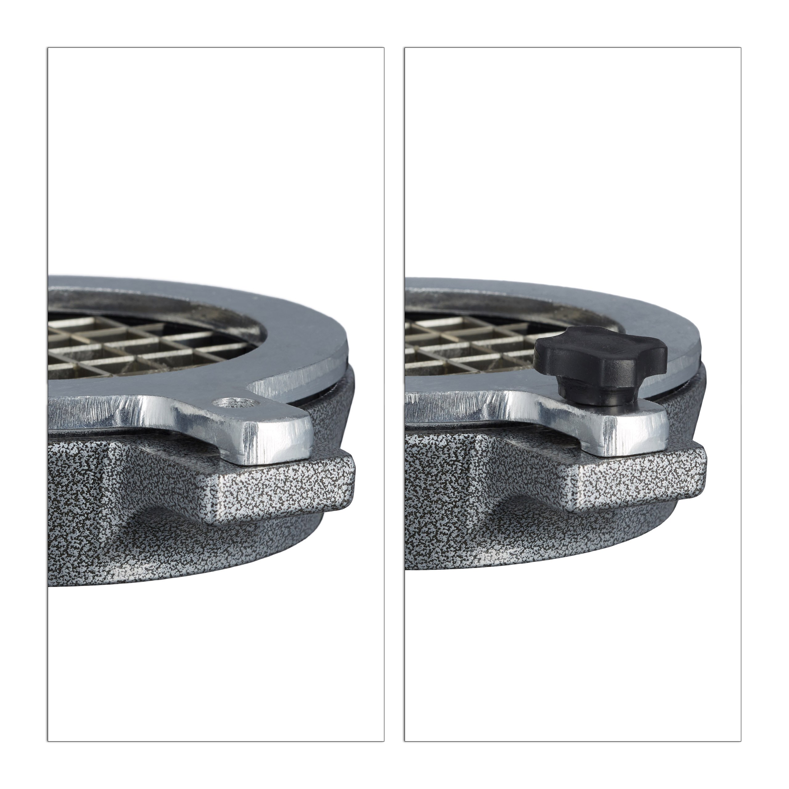 Relaxdays Spremifrutta manuale con tagliapatate, tagliamela, spremiagrumi HxLxP 47,5 x 17 x 40,5 cm, acciaio inox