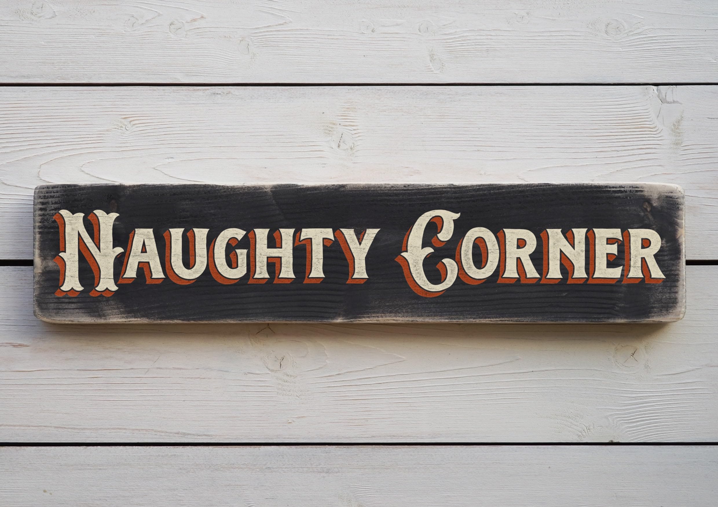 Szhmz Colour-354 Naughty Corner - Vintage Style Metalen Sign. Handmade Retro Home Gift Metalen Signs With Sayings 4X16 Inch