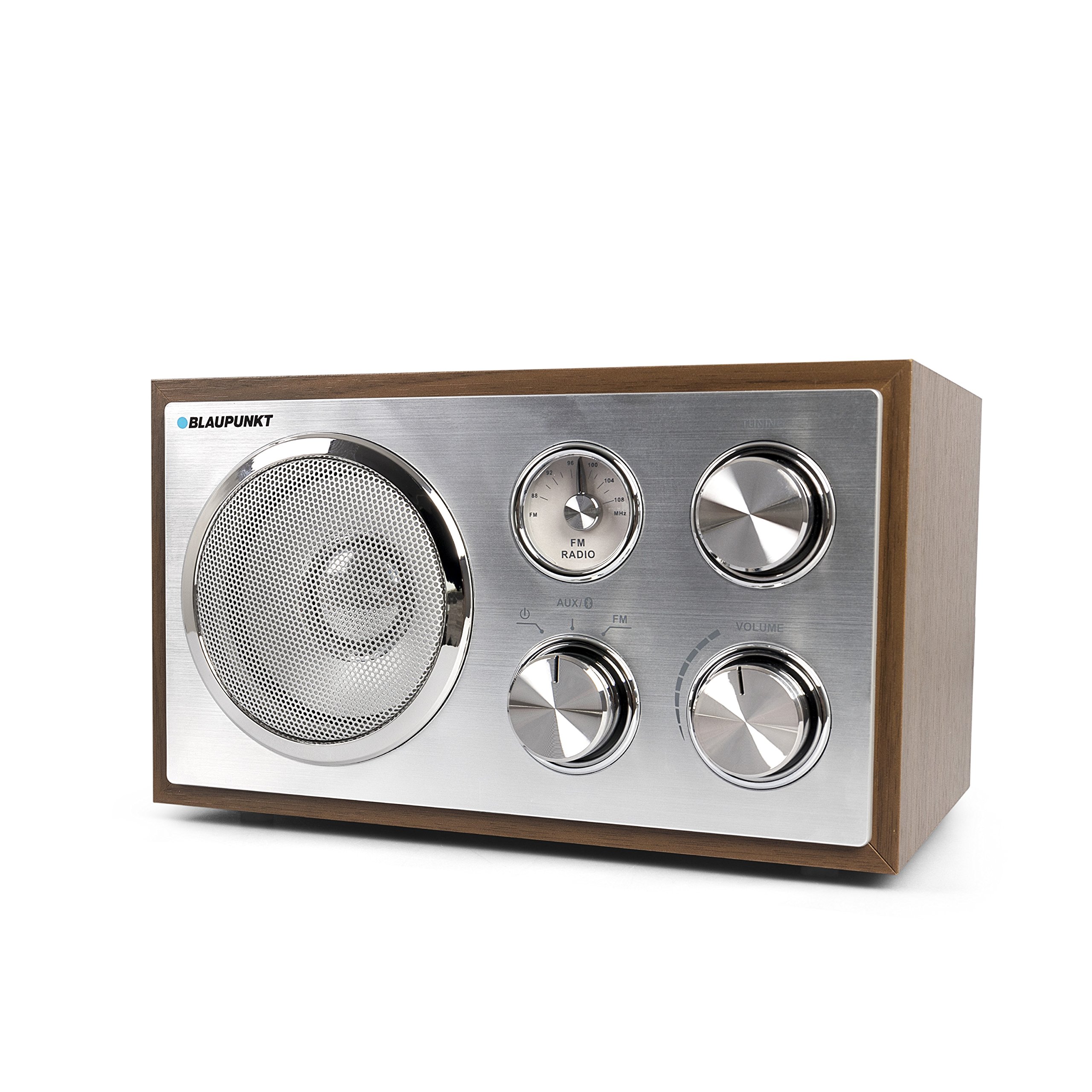 Blaupunkt RXN 180 Nostalgieradio in zeitlosem Holz-Design, mit PLL-UKW-FM-Radio, Bluetooth, AUX-IN, einfache Bedienung, hochwertige Drehregler & Holzkorpus für kraftvollen Klang, Walnuss