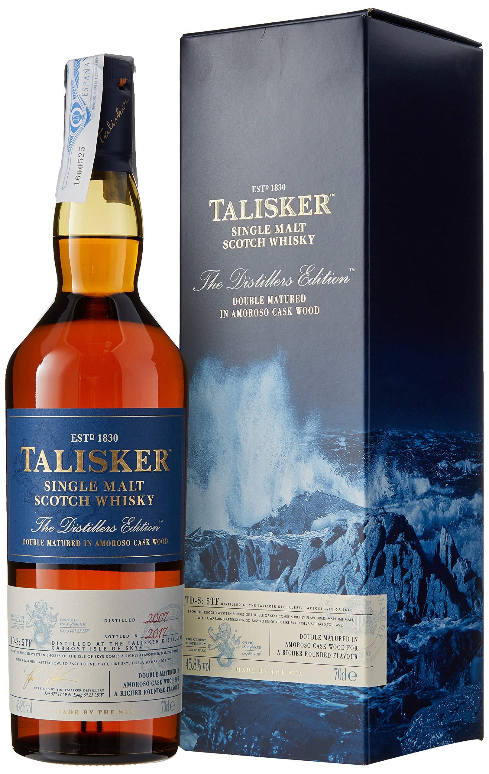 Talisker Distiller's Edition Premium Single Malt Scotch Whisky con caja de regalo - 70 cl