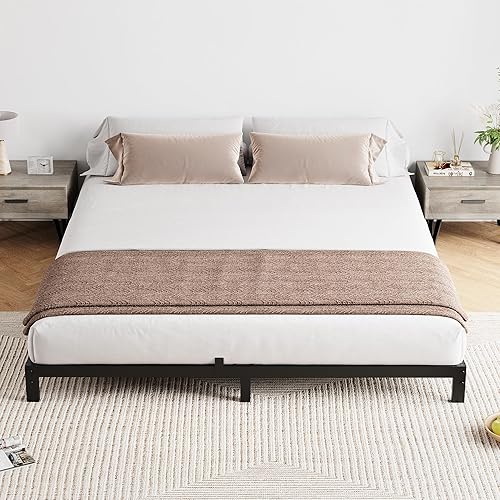 Miniatura 2 de GAOMON Base de cama Queen de 6 pulgadas, no necesita somier, marco de cama de perfil bajo, plataforma de metal resistente, marco de cama de metal