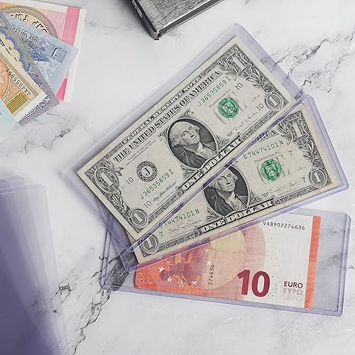 Vista 9 de Uncle Paul PN03L60 - 60 soportes para dinero de papel transparente, 6.8 x 2.9 pulgadas, protector de billetes de PVC transparente, fundas para 60