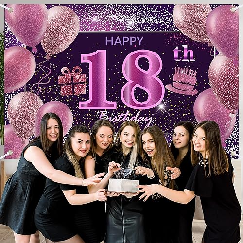 Vista 42 de IMISI Decoraciones de cumpleaños número 19 para niñas, pancarta rosa de feliz cumpleaños para telón de fondo de fiesta
