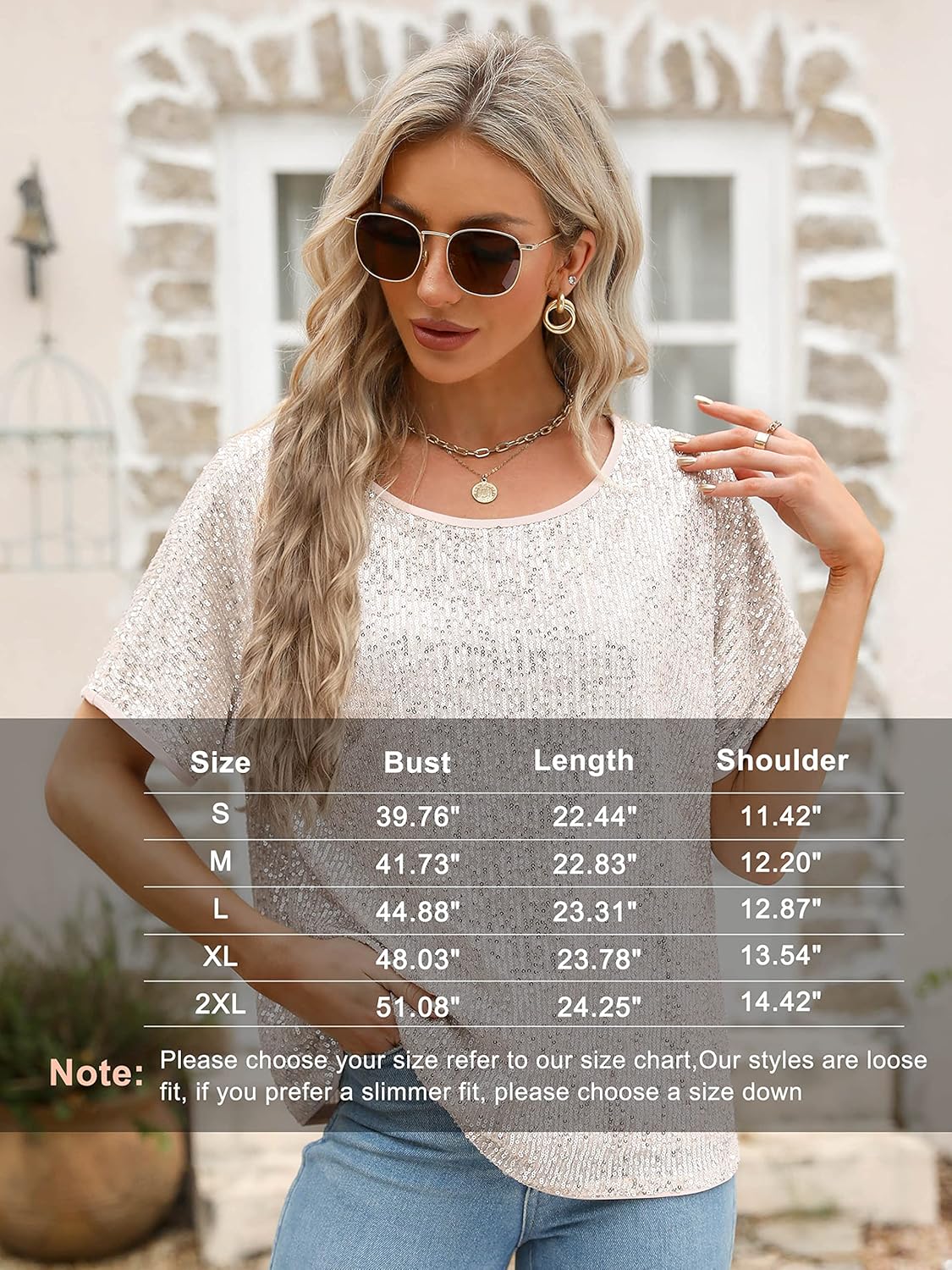 Sucolan Women's Sequin Tops Sparkly Glitter Blouses Sequined Short Sleeve Shirts for Holiday Club Night S-2XL - Image 6