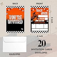 Vista 2 de Tarjetas de invitaciones de cumpleaños de motocross con sobres (20 unidades), suministros de fiesta de cumpleaños de motocross, invitaciones
