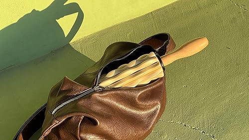 Miniatura 6 de Rodillo de masaje de espuma con asas de madera para alivio muscular, herramienta de masaje portátil para piernas, espalda, brazos y recuperación de