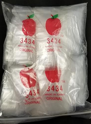 3434 Mini bolsas de plástico originales Ziplock de 2.5 mil bolsas de 34 pulgadas x 34 pulgadas con cierre (transparentes, 10 paquetes1000 bolsas)