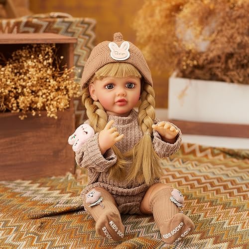 Miniatura 2 de YEEZWOOD Muñecas de bebé realistas, muñecas de bebé renacidas realistas de 22 pulgadas, muñecas recién nacidas que parecen suéter marrón bebé real