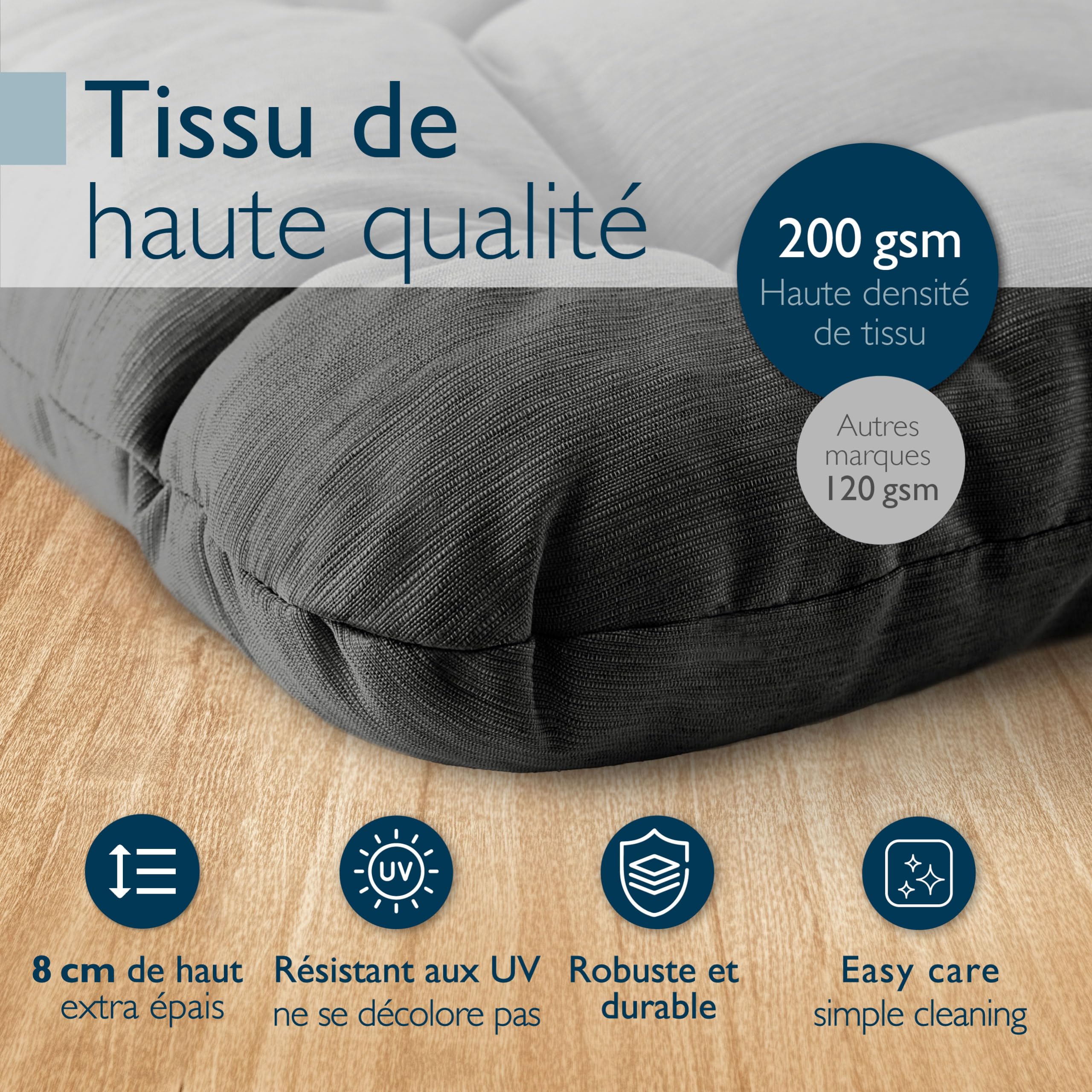 Beautissu Premium Set de 4 Galette Chaise Jardin Extérieur 40x40 cm Anthracite – 8 cm Épaisseur Coussin Siège Robuste & Résistant aux UV Coussin Fauteuil Jardin Terasse – HighLux SK Beautissu Premium Set de 4 Galette Chaise Jardin Extérieur 40x40 cm Anthracite – 8 cm Épaisseur Coussin Siège Robuste & Résistant aux UV Coussin Fauteuil Jardin Terasse – HighLux SK