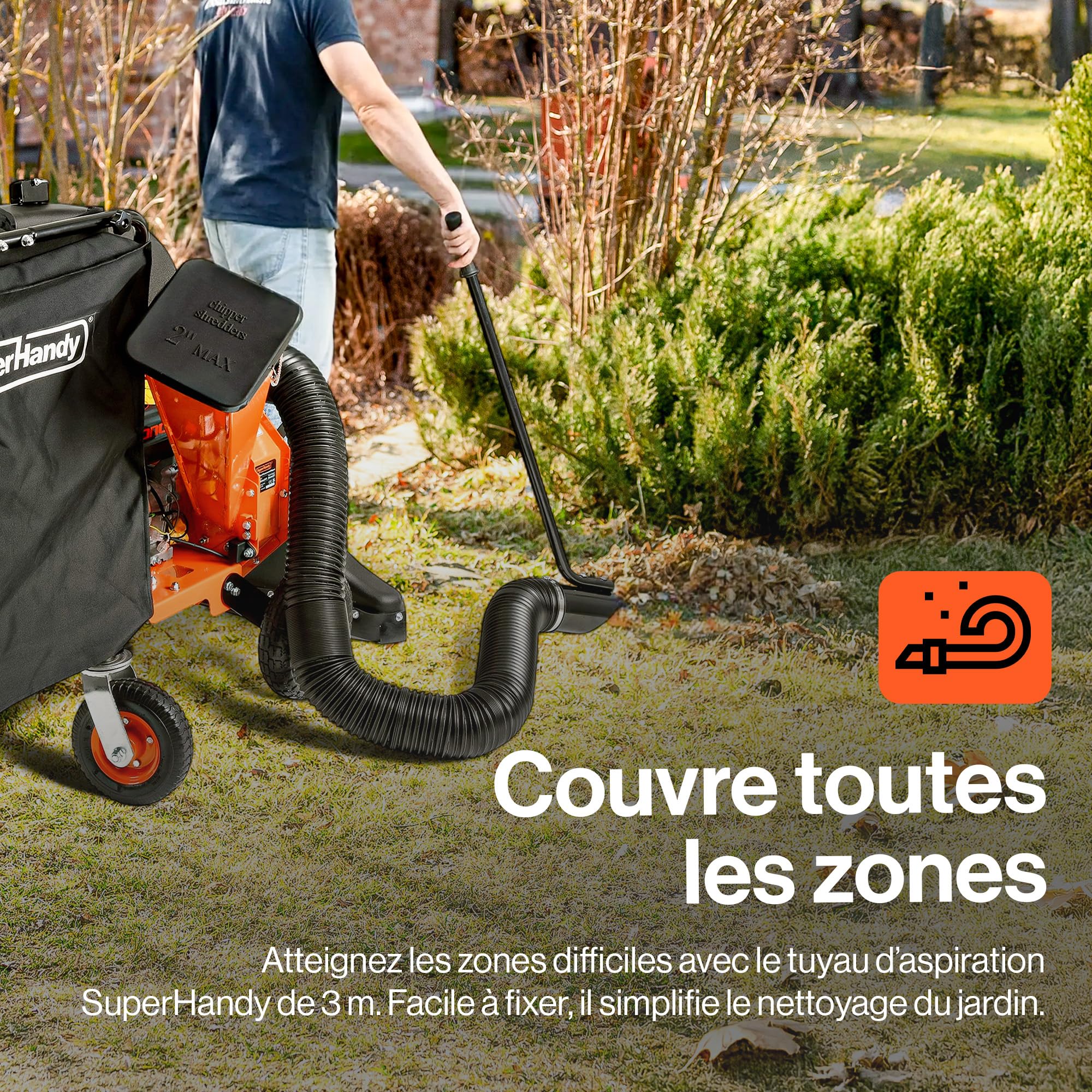 SuperHandy Aspirateur à Feuilles & broyeur de Bois, 196 cm³, Sac 175 L