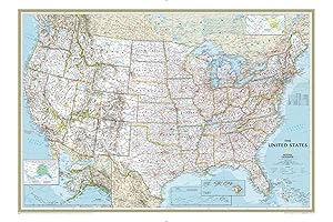 43.5 x 30.5-Inch US Laminated Wall Map by National Geographic