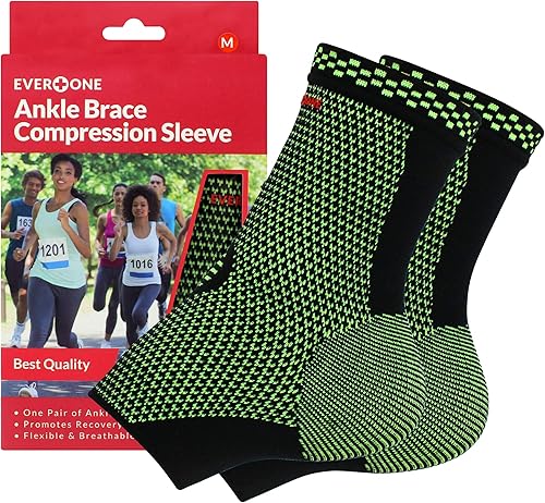 Miniatura 1 de EverOne Tobillera de compresión para prevención de lesiones, curación y recuperación, unisex, mediana (1 par)