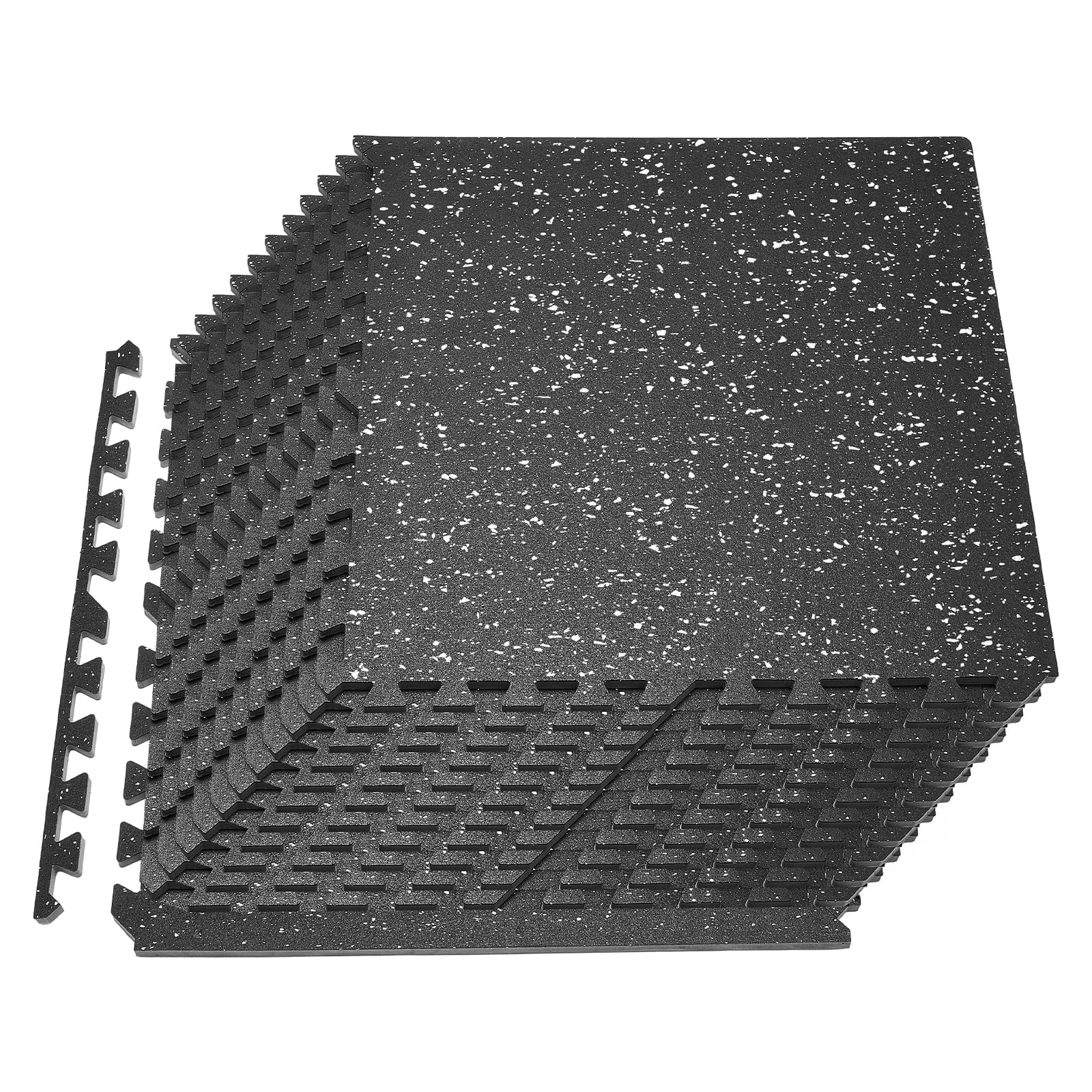VEVOR Zestaw mat ochronnych na podłogę gimnastyczną 24 sztuki 610 x 610 x 14 mm, maty z pianki EVA Incastro białe kropki płytki do gimnastyki biuro dom trening