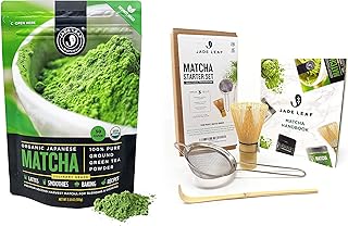 Jade Leaf Matcha + Tea Set Bundle - Organic Matcha Green Tea Powder Culinary Pouch (100g) and Traditional Matcha Starter Set