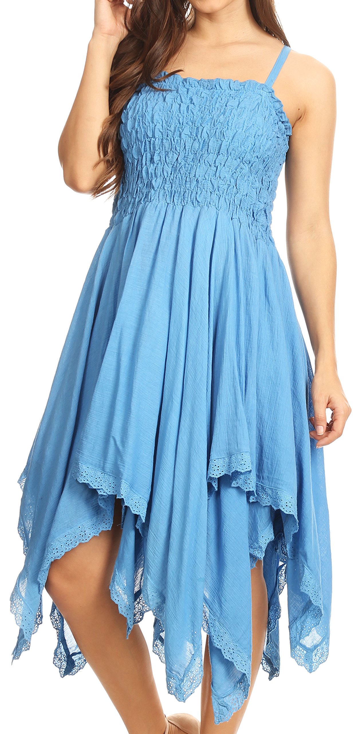 Sakkas Ella Robe Double Couche Corsage Smocké Bretelles Spaghetti