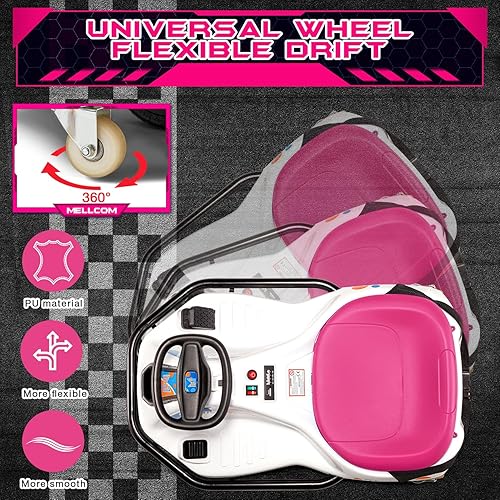 Miniatura 3 de MELLCOM Coche de deriva para niños, automóvil eléctrico para niños de 12 V con ruedas universales giratorias de 360, auto de juguete eléctrico para