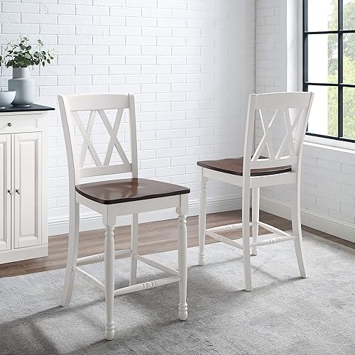Miniatura 7 de Crosley Furniture Shelby Wood X - Juego de 2 taburetes de bar con altura trasera