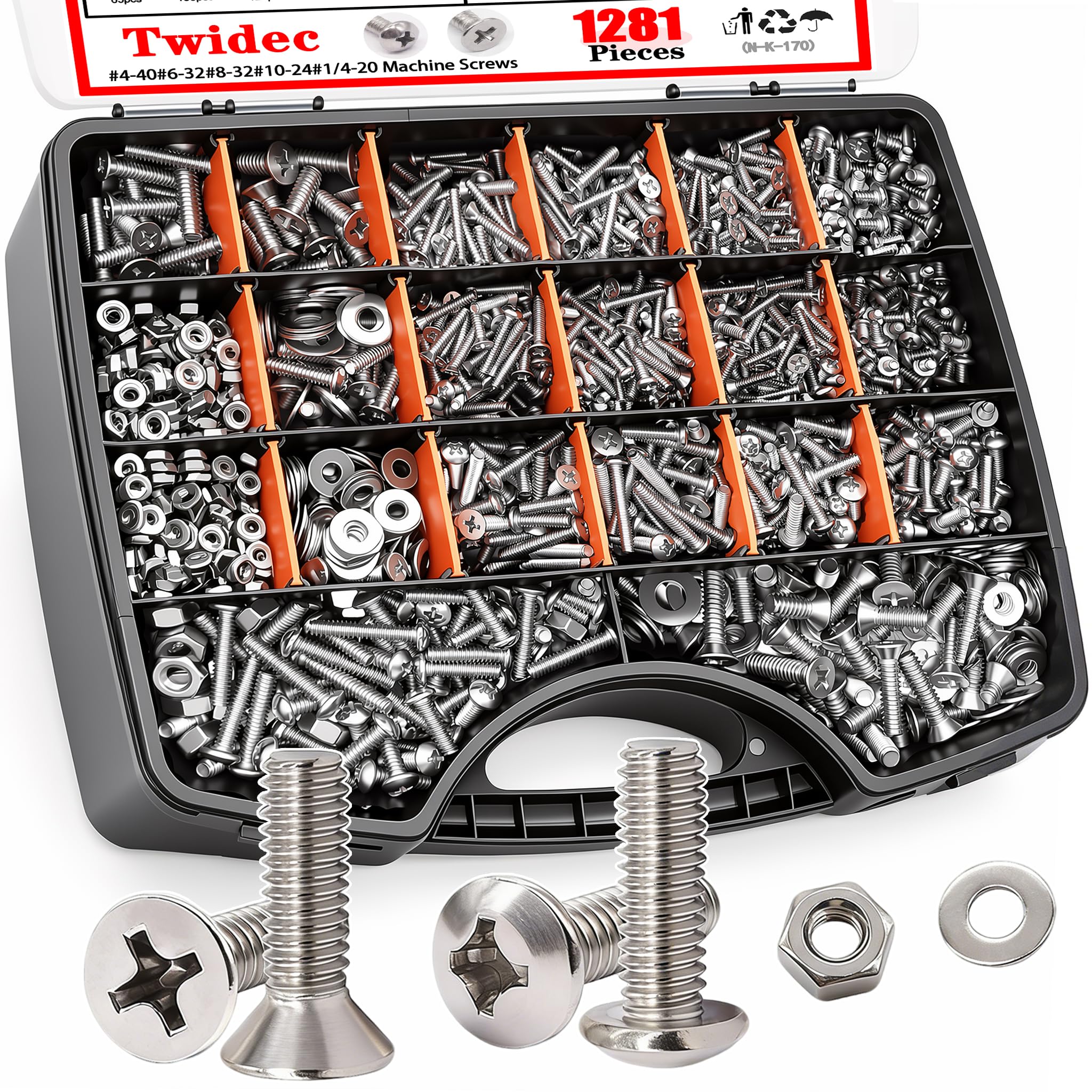 Twidec 1281Pcs Nuts and Bolts Assortment Kit
