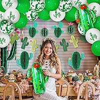Vista 7 de KatchOn, Juego de decoraciones de fiesta de cactus, 30 unidades, globos de cactus, panal de abeja, pancarta de cactus Decoraciones de cumpleaños