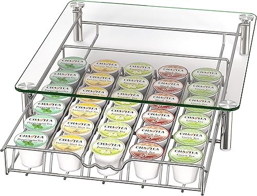 Miniatura 7 de DecoBrothers - Cajón de cristal templado para 30 cápsulas de café, cromado