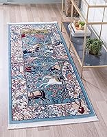 Vista 8 de Unique Loom Narenj Collection - Alfombra de área Birmingham (octágono de 5 pies 1 pulgada, azul/borgoña)