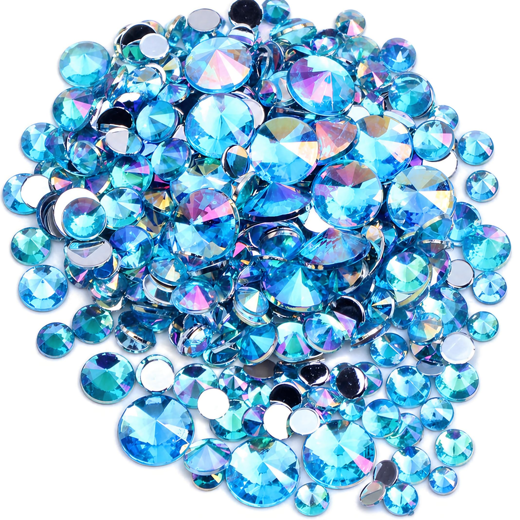 MajorCrafts Flat Back Pointed Top Acrylic Rhinestones: Rivoli Style Craft Gems (Aqua Blue AB A06, 4mm - 800pcs) โ image 1