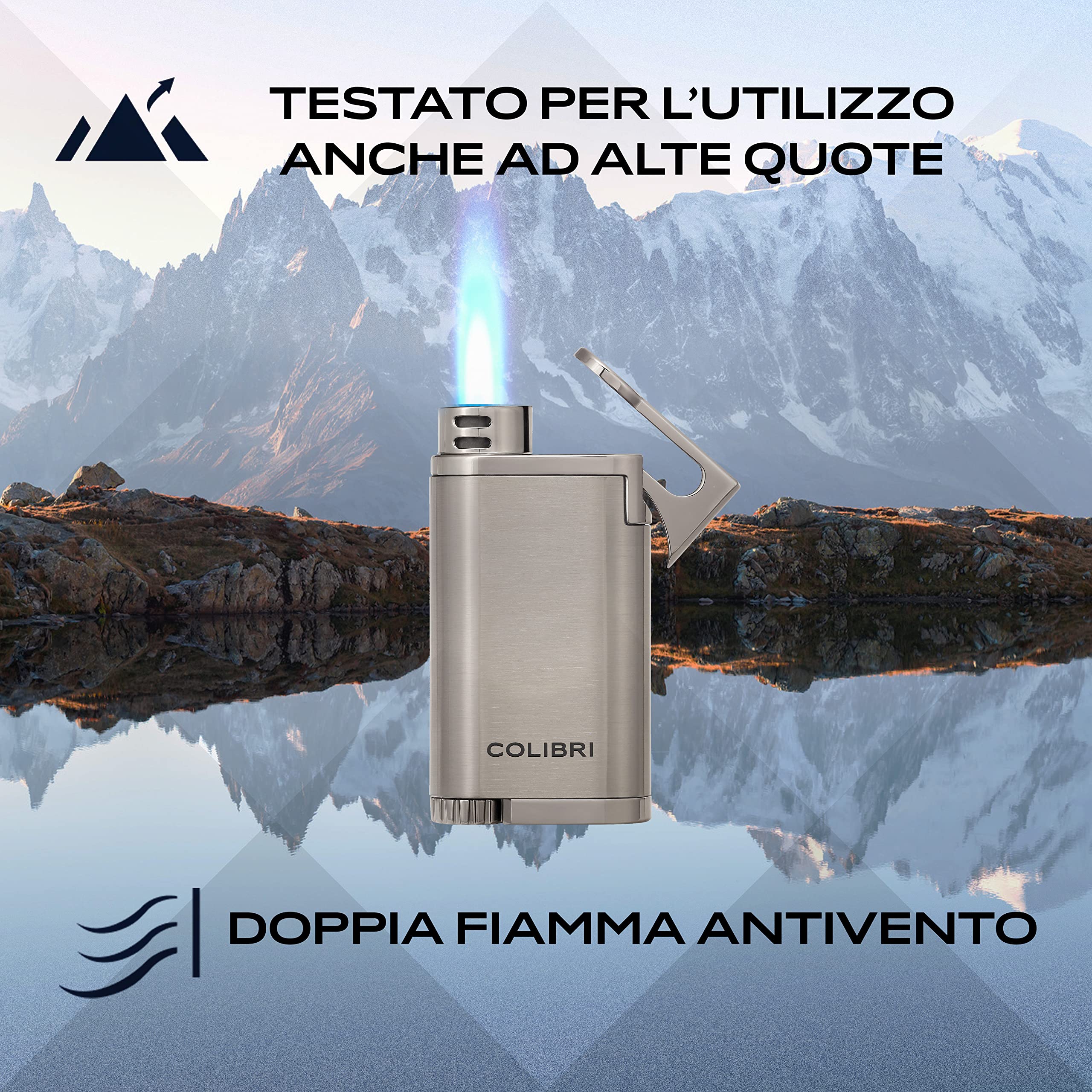 Accendino Colibri Evo A Fiamma Singola Antivento - Ricaricabile A Gas Butano, Con Regolazione Fiamma E Finestra Livello Gas