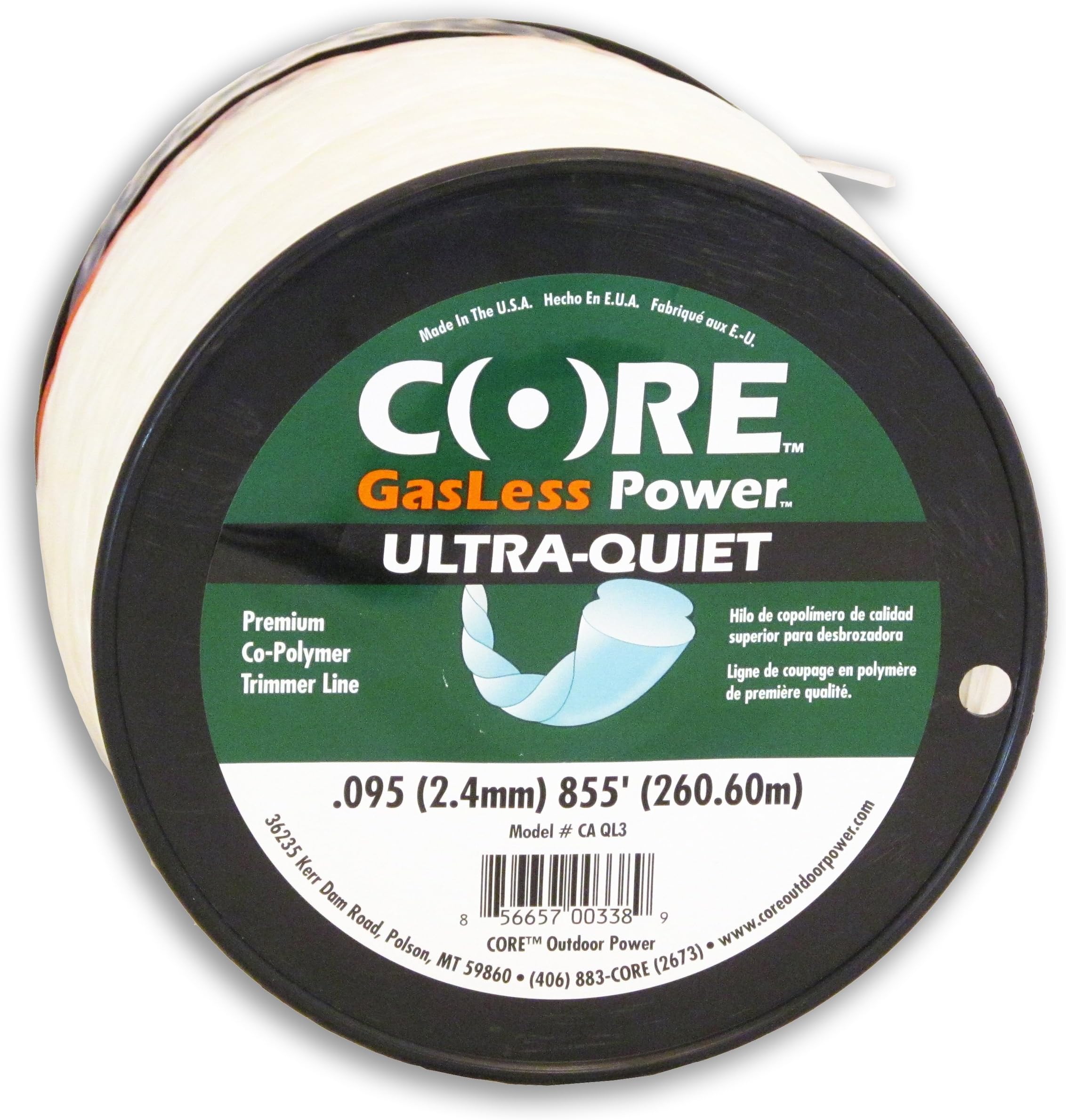 CORE GasLess Power CAQL3 Premium Co-Polymer Trimmer Line, 3-Pound