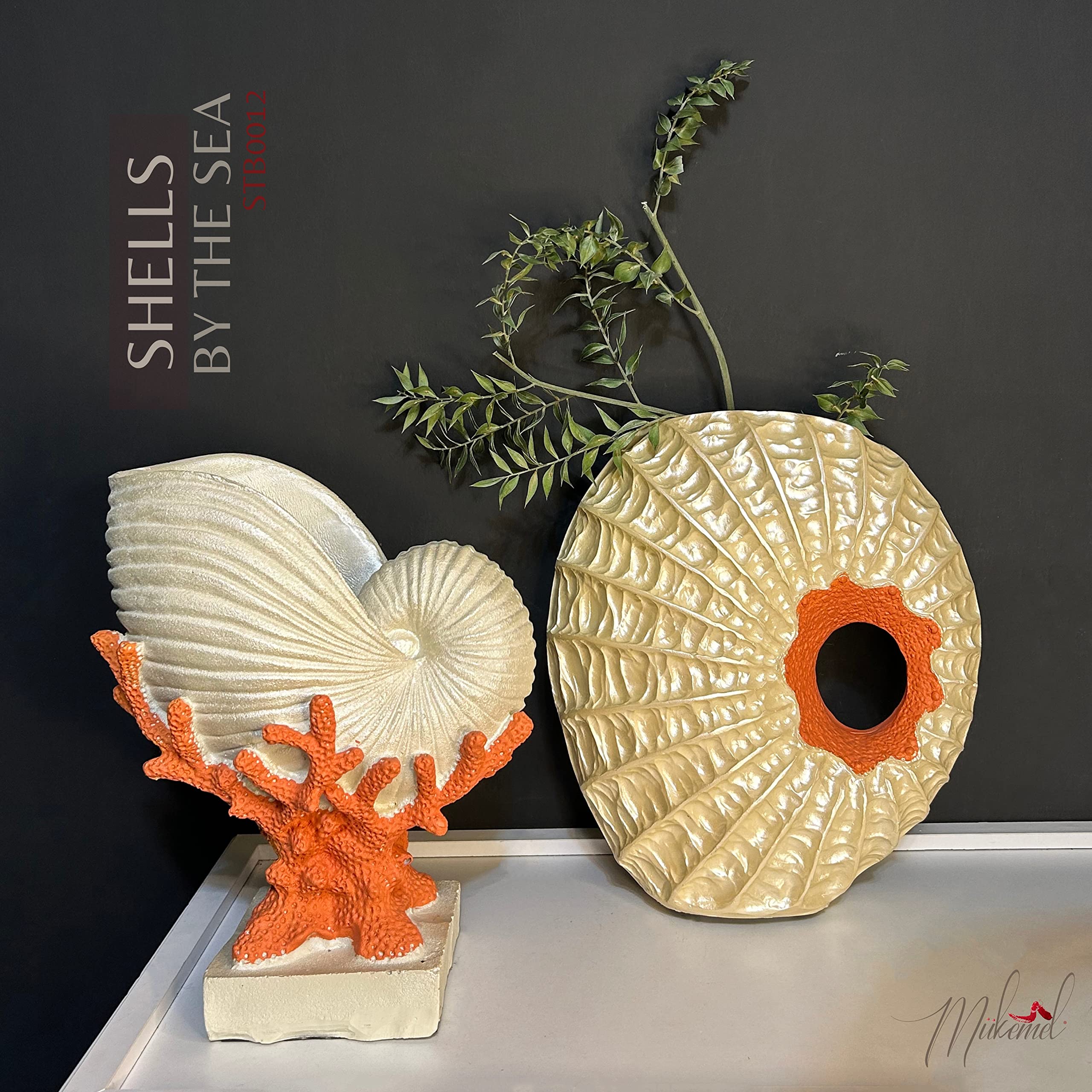 Shells by The Sea (Deko-Set, Meereswunder, handgefertigte Pflanzen, Umzugsgeschenk, Wohnkultur, farbige Skulptur) Designs – STB0012/13 (Muschel)