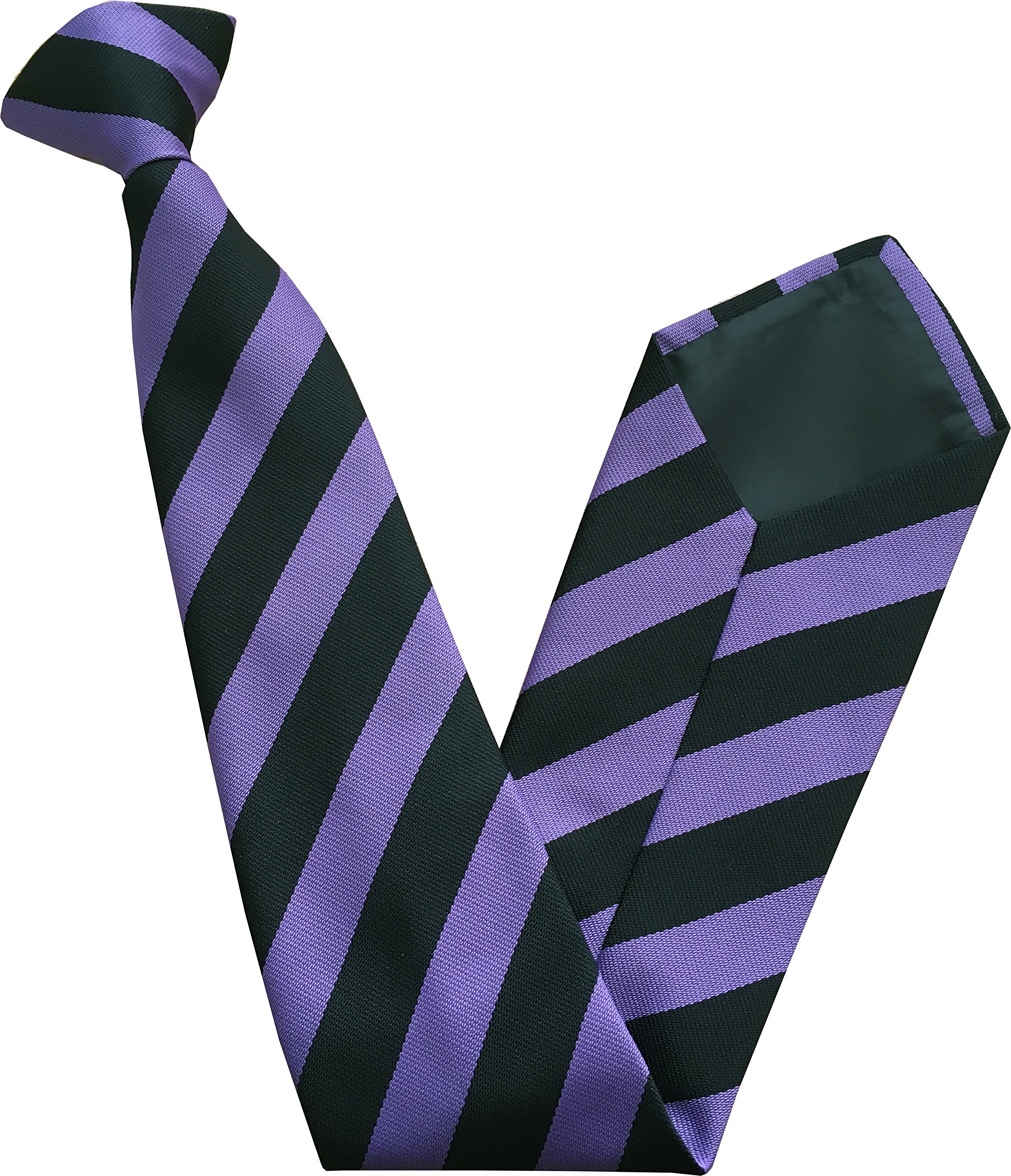 Men's Striped Clip On Neck Tie (Purple & Black Stripe)