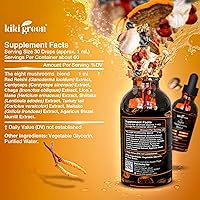Vista 3 de Kiki Green Gotas de extracto líquido de 8 hongos, complejo adaptogénico para apoyo cognitivo, refuerzo de inmunidad, suplemento de melena de león