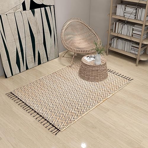 Miniatura 10 de Eco Crave Alfombra natural de yute de 4 x 6 pies, alfombra tejida a mano para salas de estar, cocina, dormitorio y comedores, decoración del hogar