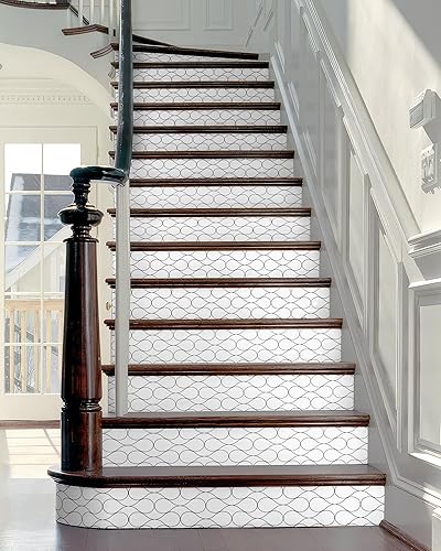 Miniatura 13 de FLFK - Adhesivos de escalera con efecto cascada - Juego de 15, adhesivos para peldaños de escalera tipo pela y pega, 39.3 x 7.08 pulgadas