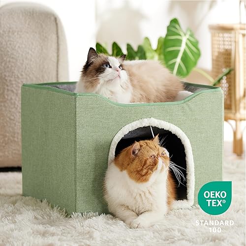 Miniatura 103 de Bedsure Casa para gatos de 2 pisos, condominios para gatos de interior con almohadilla para rascar y colgar bolas esponjosas, muebles pequeños