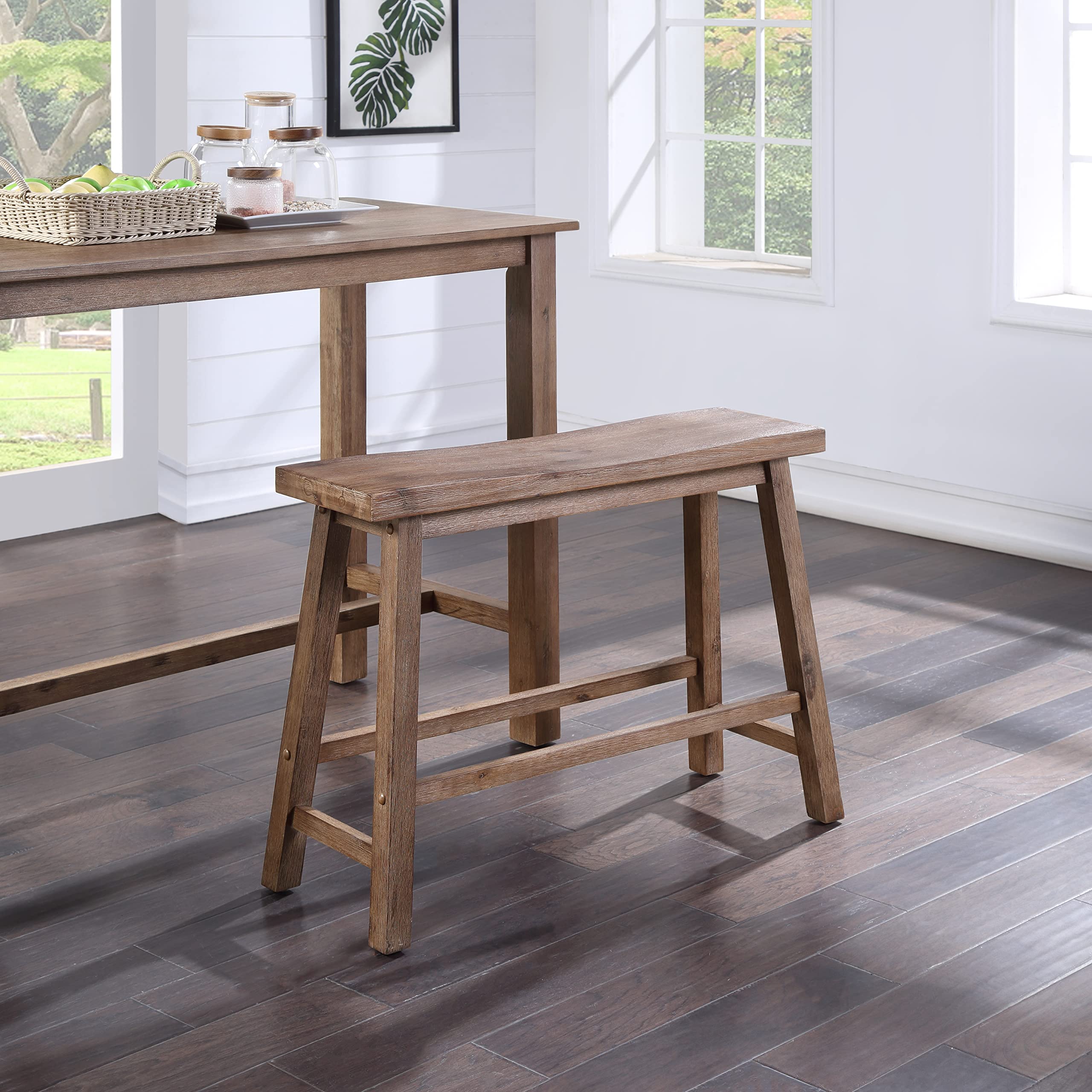 Boraam Sonoma Counter Height Backless Bench - Barnwood Wire-Brush Finish