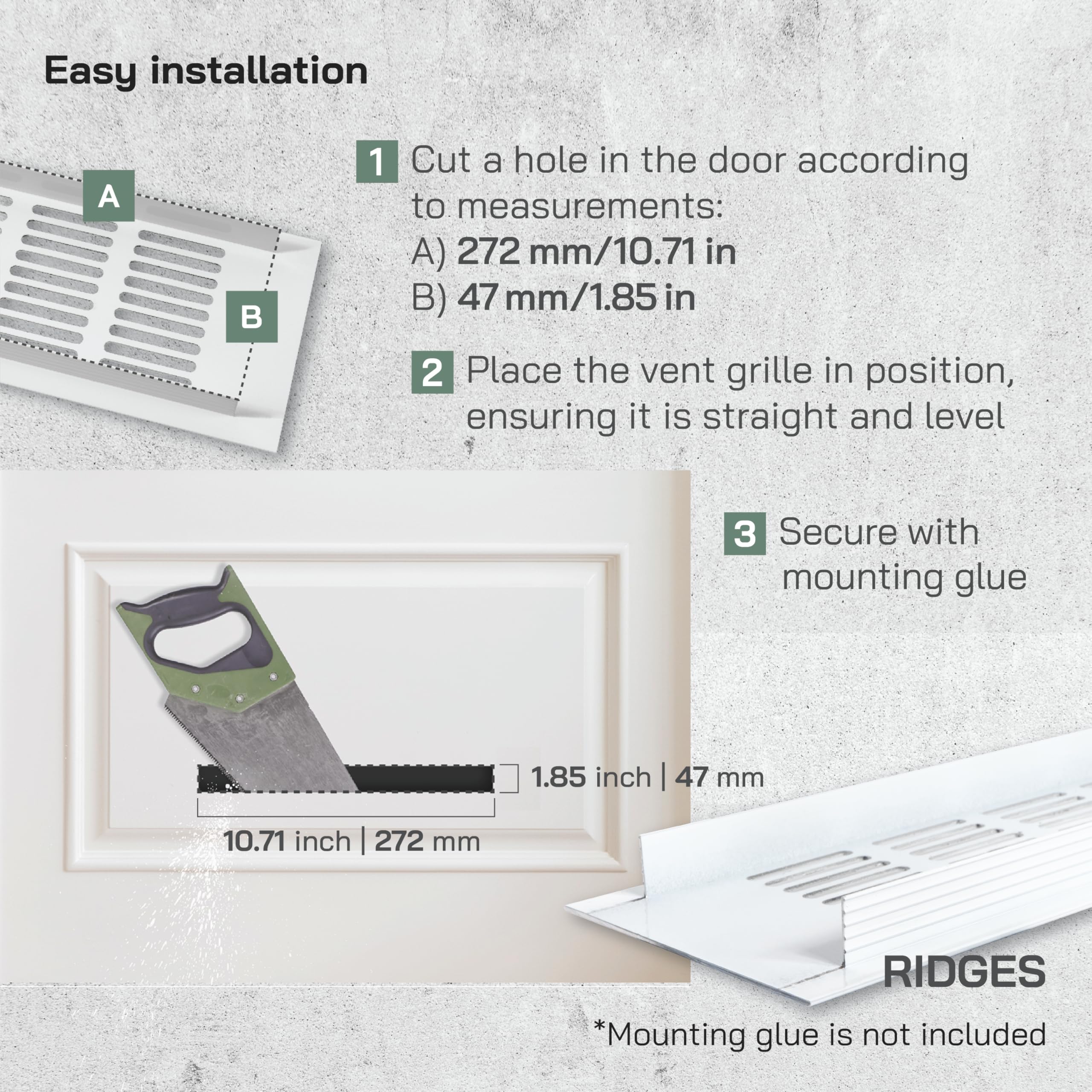 Vent Systems 60 x 300 mm – Lot de 2 grilles d'aération de porte en aluminium blanc – Pour meubles, couverture HVAC pour chauffage, refroidissement, évacuation d'air, grille d'aération pour l'intérieur