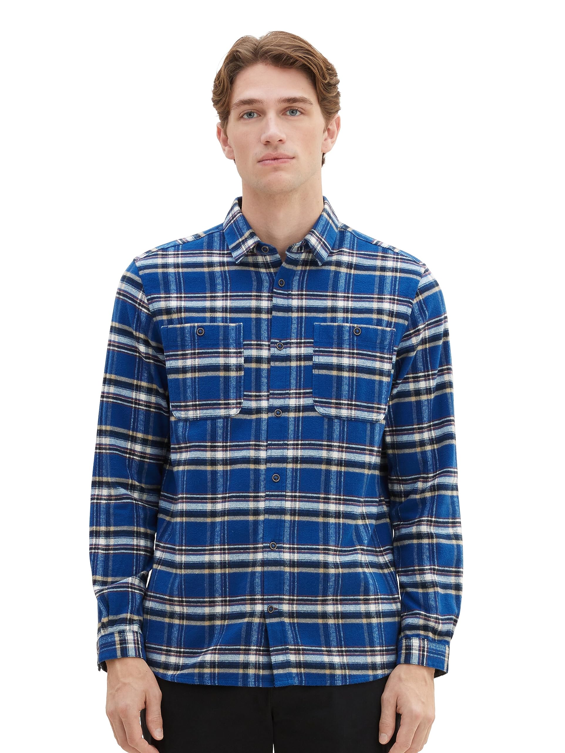 TOM TAILOR Herren Comfort Fit Karo-Hemd mit aufgesetzten Brusttaschen