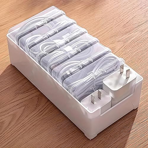Miniatura 7 de Caja organizadora de cables de 11 cajas, organizador de cables de escritorio con interruptor, organizador de cables de alimentación para oficina,