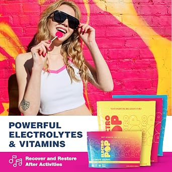 ElectroPop Electrolyte Lollipops Hydration Candy with Electrolytes & Vitamins On-the-Go Hydration for Active Lifestyles (Watermelon Splash)