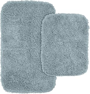 Garland Rug Jazz Nylon Washable 2 Piece Set (17" x 24" / 21" x 34") Basin Blue Bath Rugs Soft, Absorbent, and Stylish for Your Bathroom