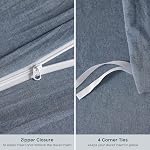 Wake In Cloud - Ensemble de couverture de couettes en coton bleu denim, taille Queen, 100% Coton lavé Couleur unie, Lin comme texturé, Respirant Ensemble de liture neutre ferme durable, 3 Pièces