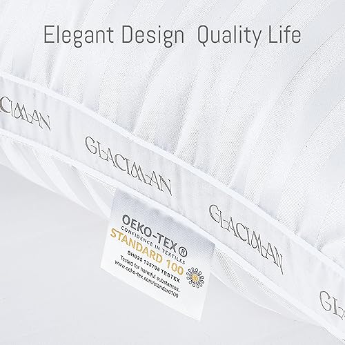 Miniatura 4 de Glaciman Juego de 2 almohadas de cama de tamaño estándar, almohadas de hotel para dormir de lado y de espalda, almohada estándar suave y esponjosa