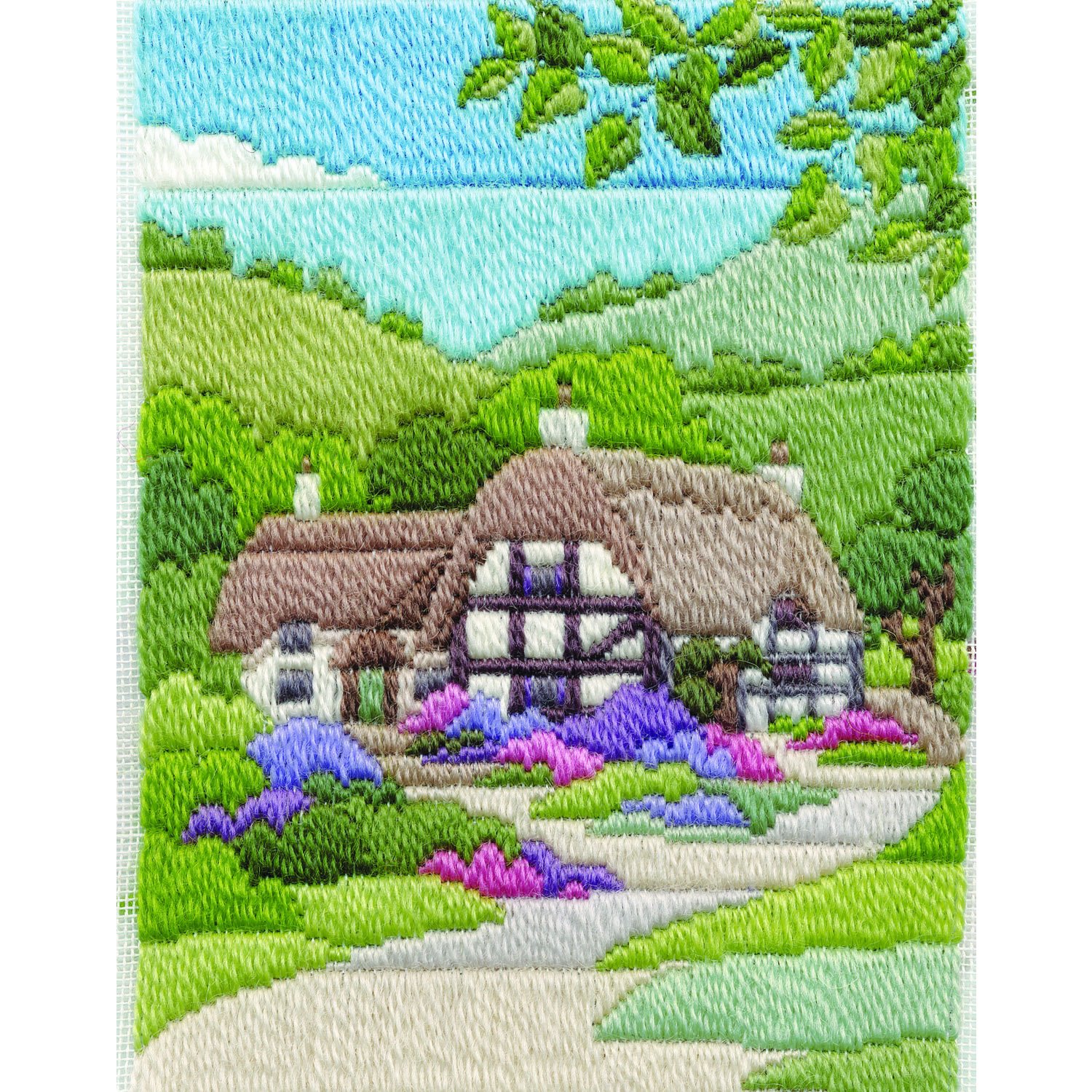 Stitch Kits Summer Cottage Long Stitch Picture Kit, 14Ct Printed Canvas, Anchor Wool Tapestry Thread, 24Cm X 17Cm
