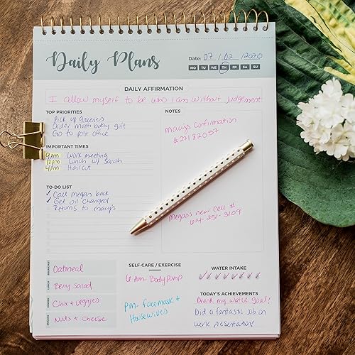 Miniatura 9 de Agenda diaria con espiral, 100 hojas sin fecha, bloc de notas de escritorio, calendario motivacional, organizador, rastreador de productividad,