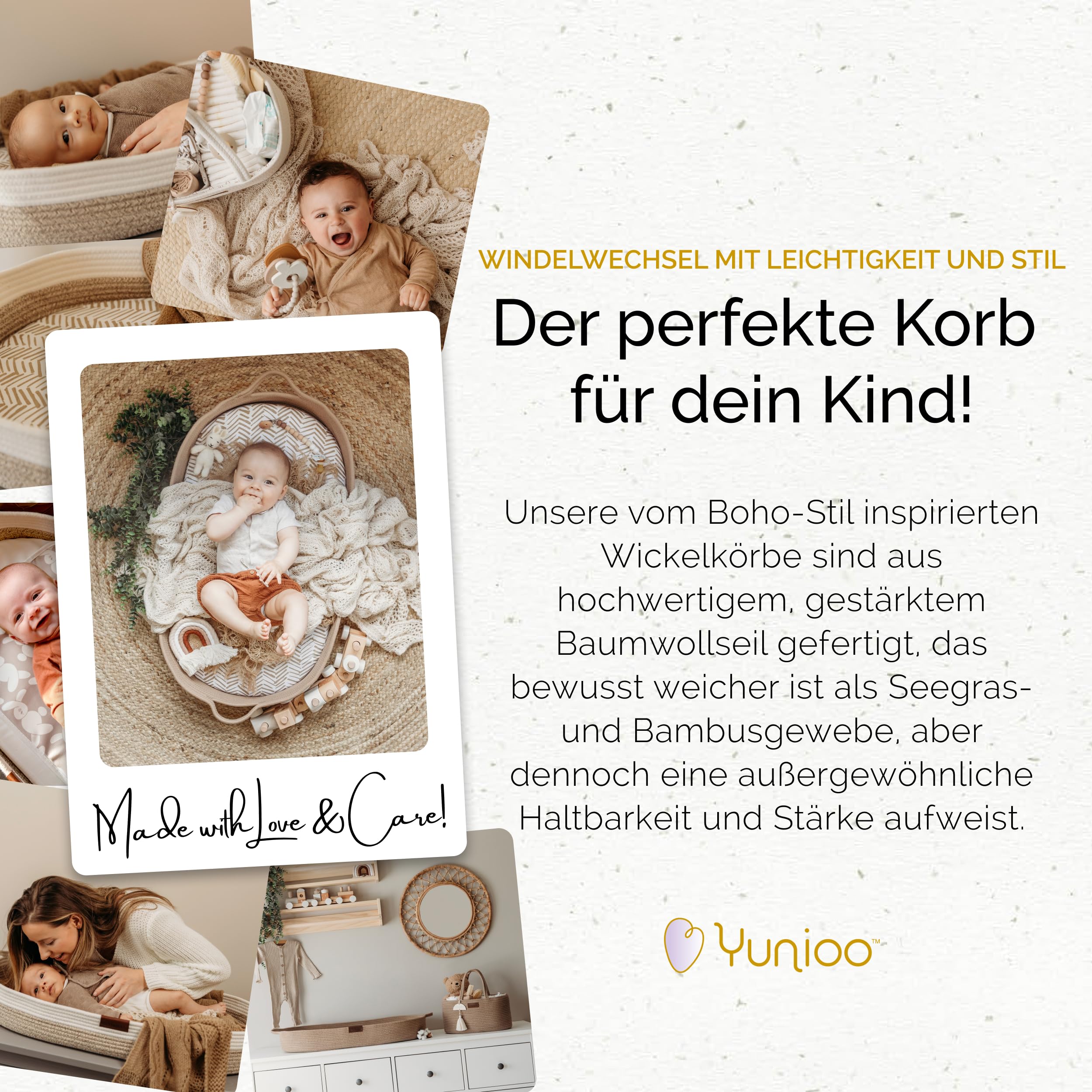 Yunioo Wickelkorb Baby mit Reise Wickelauflage, Weiche, tragbare, wasserabweisende Hülle Babykorb - Geschenke für Baby