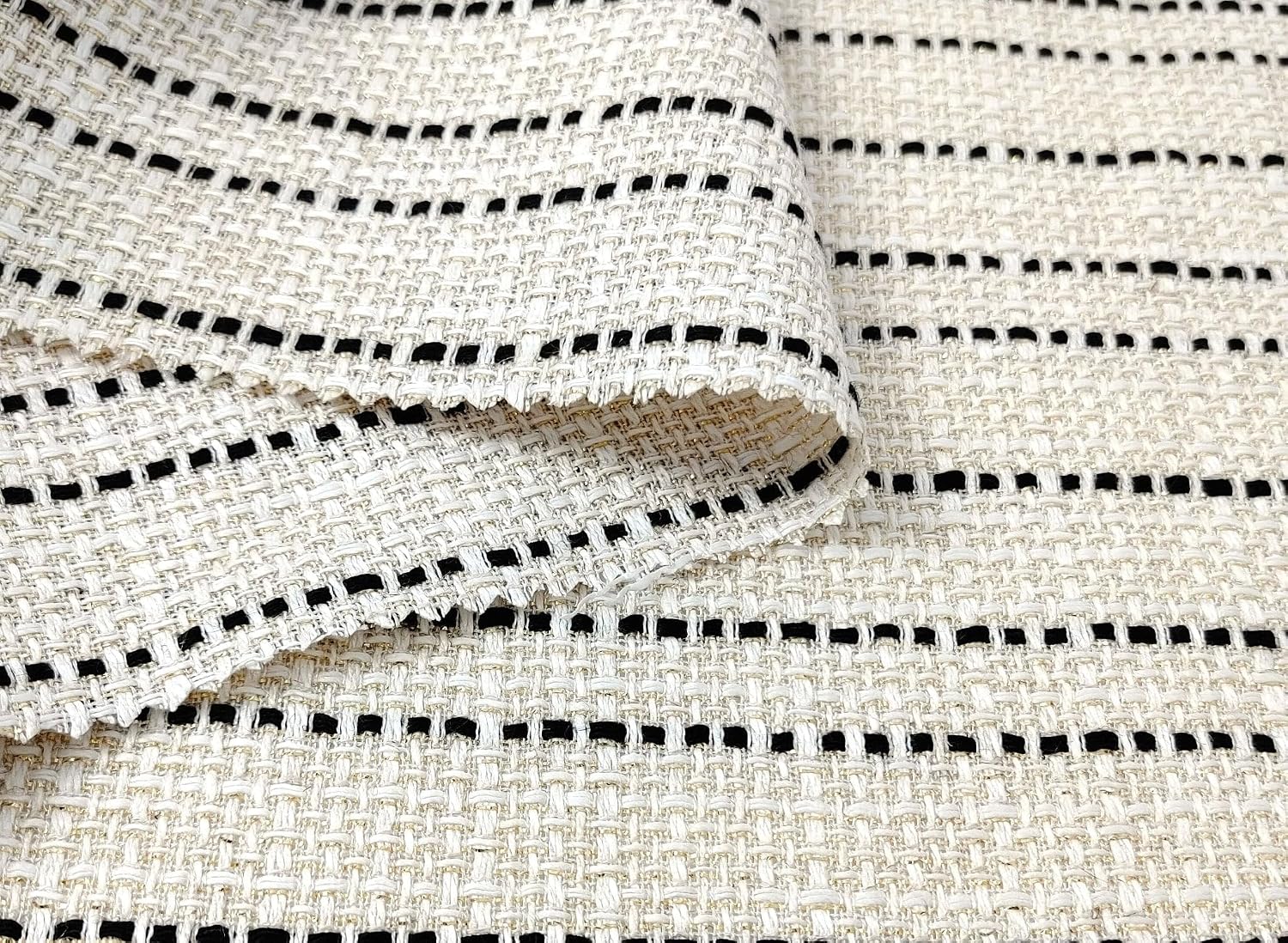 Linen Rayon Natural Hue Tweed Stripe with Metallic Lurex Yarn 3175 Natural