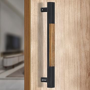 Plantex 280 Premium 14-inch Door Pull-Push Main Door Handle for Glass Door/House/Hotel/Office Door Hardware (Black & Wood Finish)