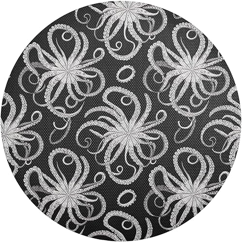 Manteles individuales redondos de pulpo blanco y gris, negro, antideslizantes, lavables para mesa de cocina, juego de 6