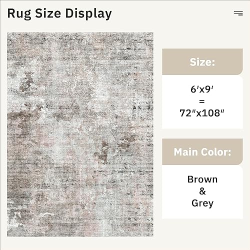 Miniatura 146 de Alfombras de Área de 9x12 para Sala de Estar, Alfombras Vintage Antideslizantes Lavables a Máquina, Alfombra Grande Ligera de Pelo Bajo para